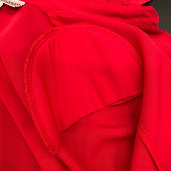 Vintage Red Button Up Blouse Size 8 Yves St Clair Womens Long Sleeve Korea 80s - Picture 6 of 8